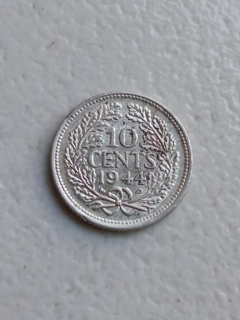Nederland 10 cent 1944, Postzegels en Munten, Munten | Nederland, Zilver, Ophalen of Verzenden, 10 cent, Koningin Wilhelmina