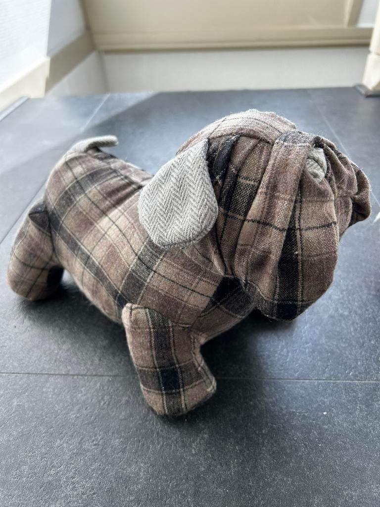 Deurstopper hond Bulldog met bruin beige ruit (1 kg), Ophalen of Verzenden, Zo goed als nieuw, Binnen