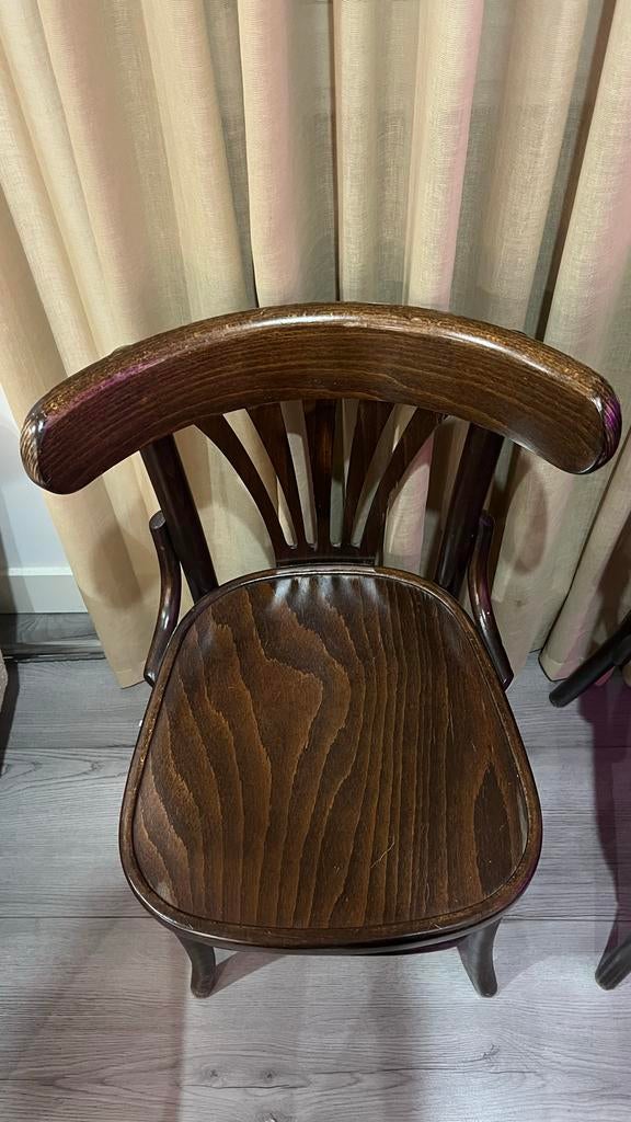 Set van 2 Vintage Houten Stoelen - Donkerbruin, Antiek en Kunst, Ophalen