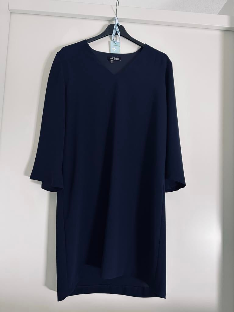 Donkerblauwe Travelstof Jurk - La Dress by Simone, Maat 38/40 (M), Blauw, Ophalen of Verzenden, Zo goed als nieuw
