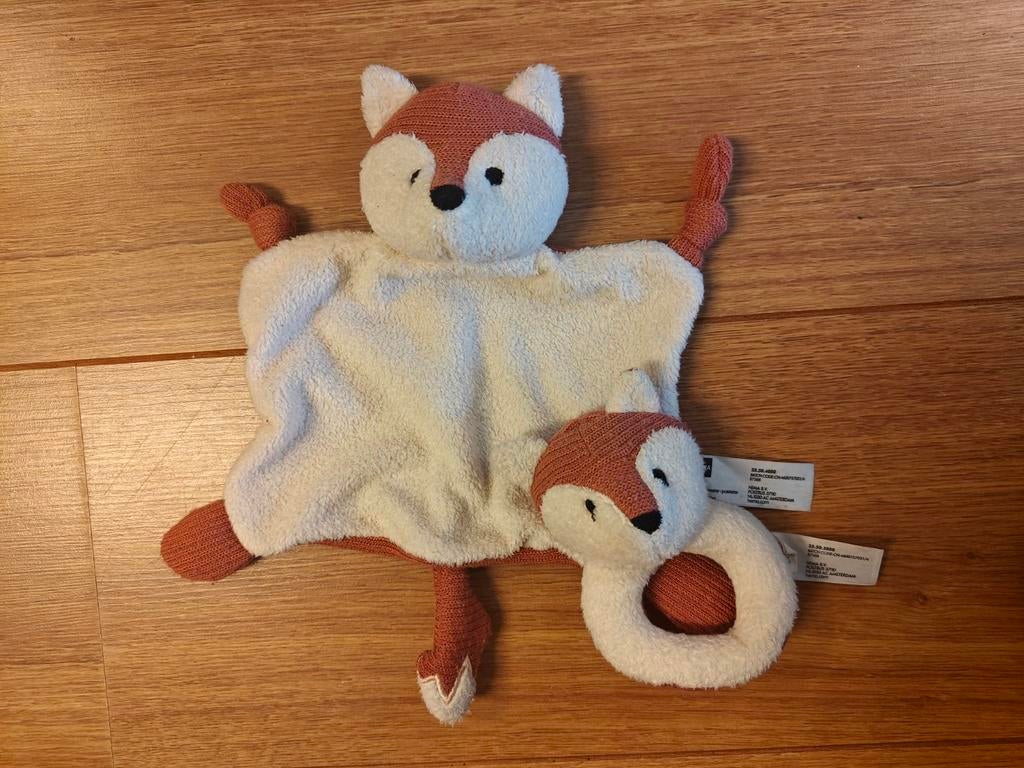 Hema vos knuffeldoekje en rammelaar, Ophalen of Verzenden, Zo goed als nieuw, Rammelaar