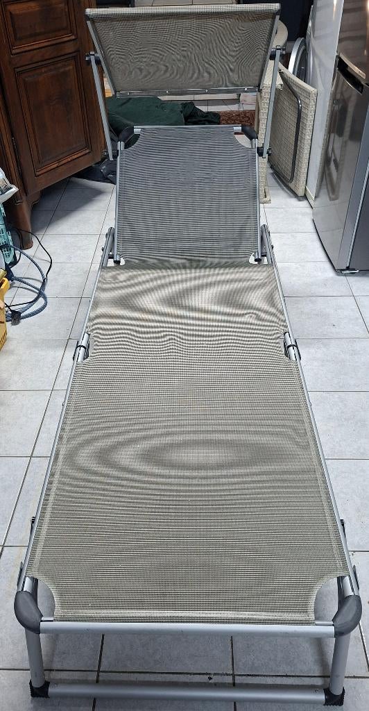Inklapbare ligstoel, Tuin en Terras, Ligbedden, Ophalen, Gebruikt, Aluminium, Verstelbaar