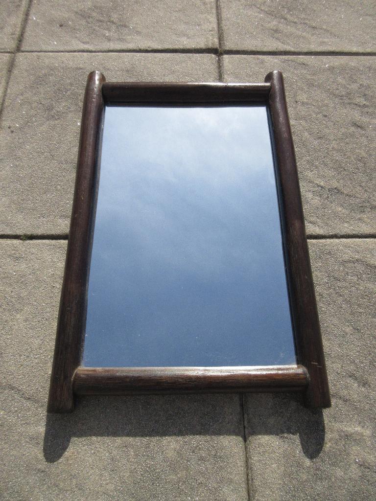 Vintage spiegel bamboe hout, Huis en Inrichting, Woonaccessoires | Spiegels, Ophalen, Minder dan 50 cm, Gebruikt, Minder dan 100 cm