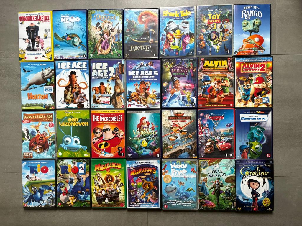 24x Dvd: Madagascar, Nemo, Brave, Ice Age, Toy,Cars,Ikke,Rap, Cd's en Dvd's, Dvd's | Tekenfilms en Animatie, Tekenfilm, Ophalen of Verzenden