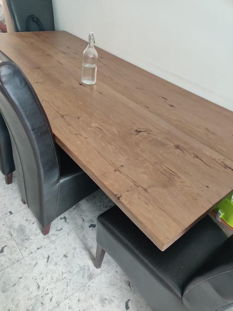 Oak wood Dining Table with chairs, Huis en Inrichting, Ophalen of Verzenden, Rvs of Chroom