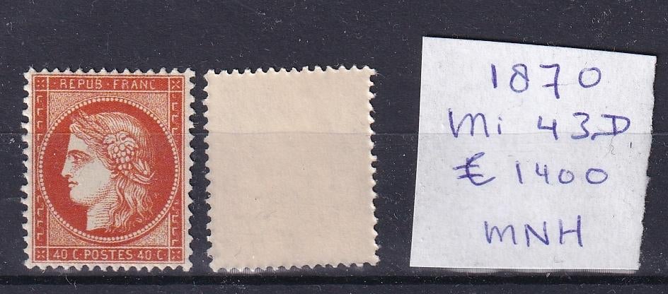 X91) 1870 Frankrijk Mi 43D €1400 MNH geen garantie, Verzenden, Postfris
