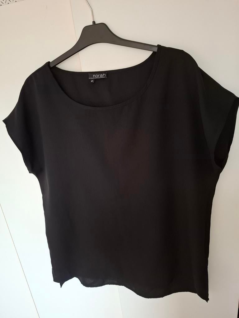 Mooie zwarte geklede top van Norah, 40, kapmouwtje, Maat 38/40 (M), Zwart, Ophalen of Verzenden, Zo goed als nieuw