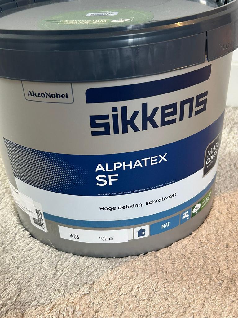 Sikkens Alphatex SF Muurverf RAL 9016 - 10L, Ophalen of Verzenden, Nieuw