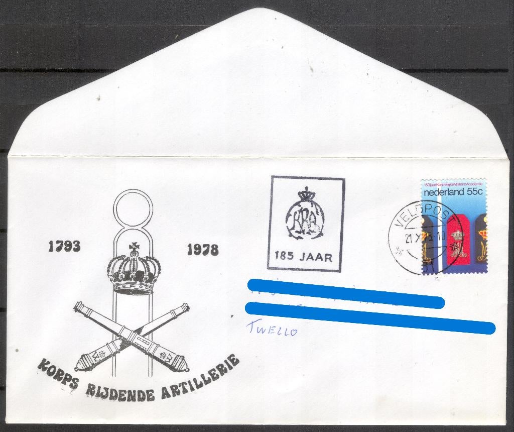 185 jaar Korps Rijdende Artillerie 1978, Verzenden, Envelop
