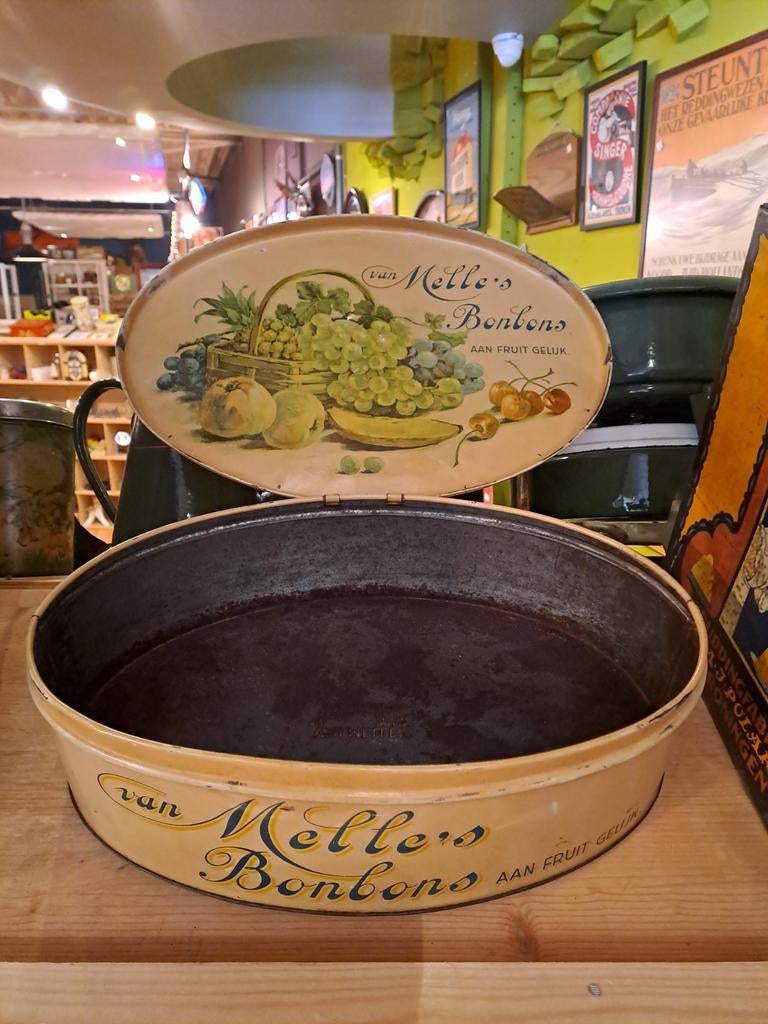 Van melle bonbons winkelblik blik, Ophalen of Verzenden, Gebruikt, Overige
