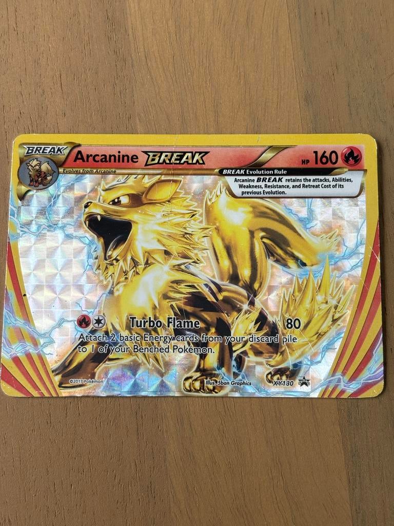 Pokémonkaart Arcanine BREAK XY180 - Zeldzaam Foil, Ophalen of Verzenden, Gebruikt, Losse kaart, Foil