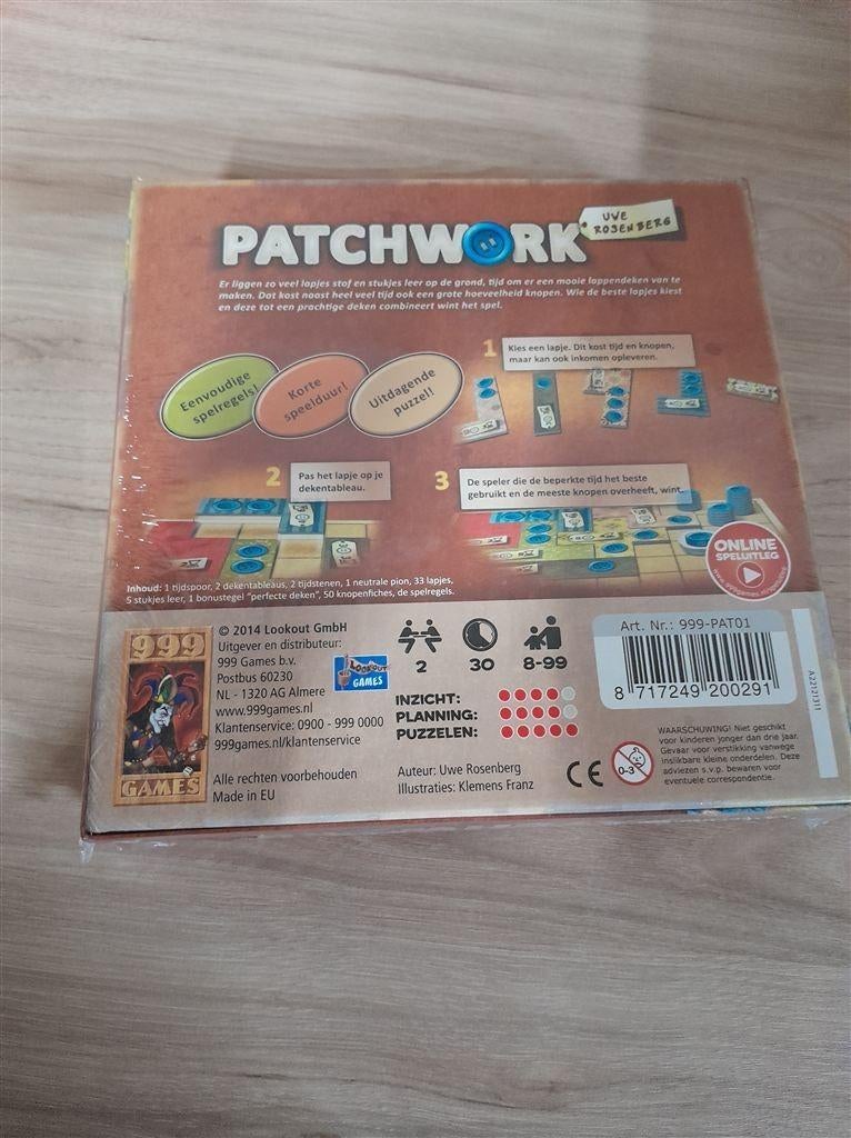 Patchwork voor 2 spelers - 999 games - in seal - s4070, Verzenden, Zo goed als nieuw