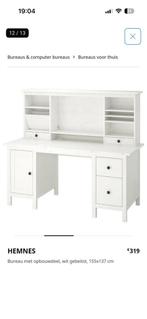 Ikea Hemnes houten bureau met opzetstuk en boekenkast, Ophalen, Gebruikt