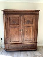 Antieke eiken kast met houtsnijwerk bruin, Ophalen