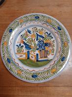 Antiek Delfts Blauw Bord met Vogel en Bloemen - 23,5 cm, Antiek en Kunst, Ophalen of Verzenden