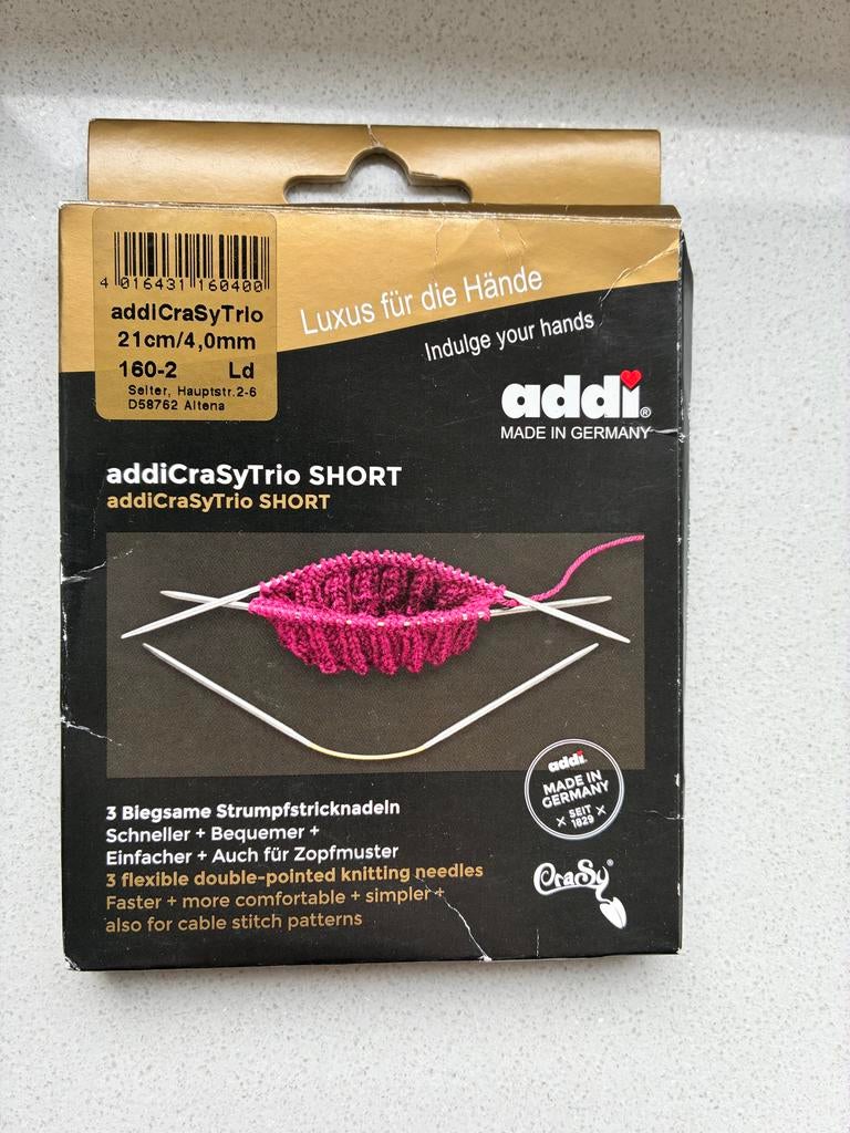 AddiCraSyTrio SHORT rondbreinaalden maat 4, Ophalen of Verzenden, Nieuw, Breien, Naald