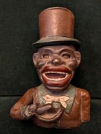 Gietijzeren spaarpot man met hoge hoed, Ophalen of Verzenden, Zo goed als nieuw, Overige materialen, Overige thema's