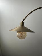 Gouden staande lamp met boog en ronde kap, Ophalen, Zo goed als nieuw, Metaal, 150 tot 200 cm