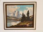 Schilderij berglandschap met meer en bomen, Ophalen of Verzenden