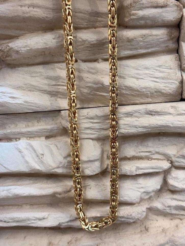 gouden Koningsketting 14kt Massief, Sieraden, Tassen en Uiterlijk, Kettingen, Nieuw, Goud, Goud, Ophalen of Verzenden