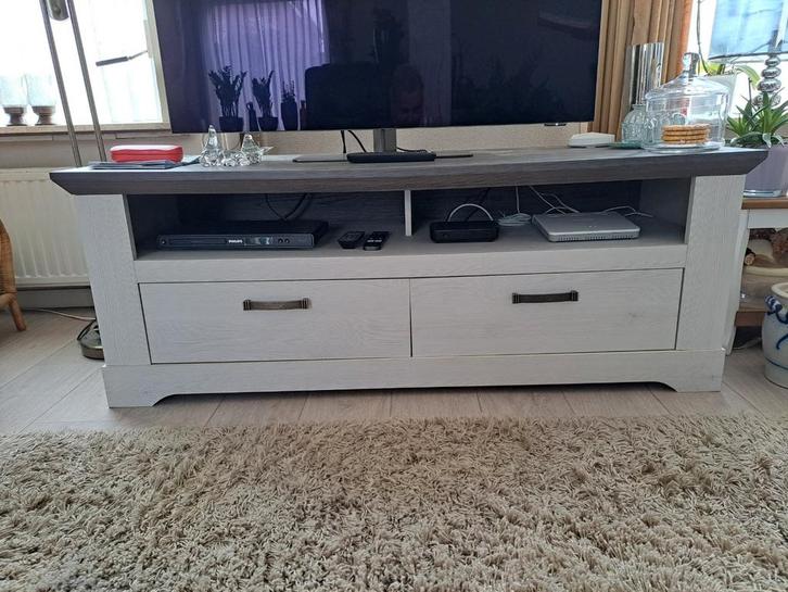Landelijk TV meubel met 2 lades Z.G.A.N, Huis en Inrichting, Kasten | Televisiemeubels, Zo goed als nieuw, Minder dan 100 cm, 100 tot 150 cm