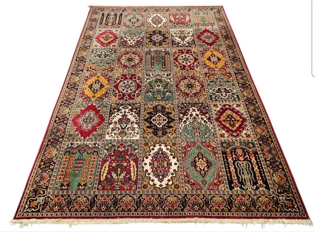 Vintage oosters wol vloerkleed vlakken design 200x305cm, Crème, 150 tot 200 cm, Onbekend, 200 cm of meer