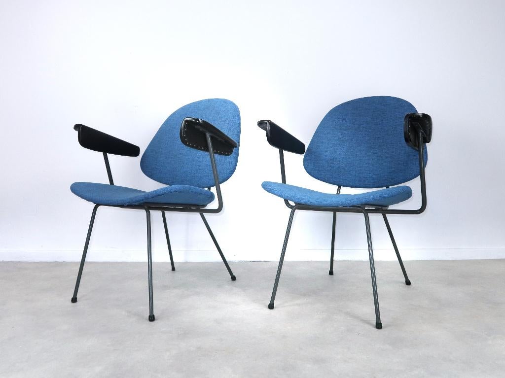 set armstoelen Gispen Kembo petrol blauw 50s 60s, Huis en Inrichting, Fauteuils, Ophalen, Gebruikt, -, Vintage