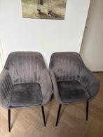 2 Velours Grijze Stoelen - Gratis Af te Halen, Huis en Inrichting, Stoelen, Ophalen, Gebruikt, Twee, Stof