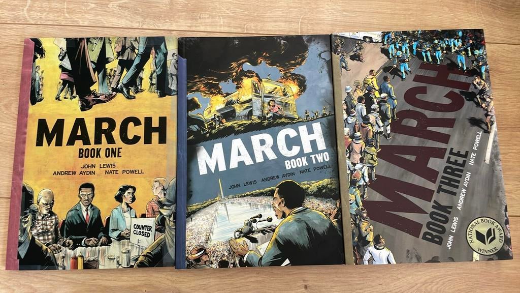 March Trilogie (Boek 1, 2, 3) - John Lewis, Andrew Aydin, Boeken, Stripboeken, Zo goed als nieuw, Complete serie of reeks, Ophalen