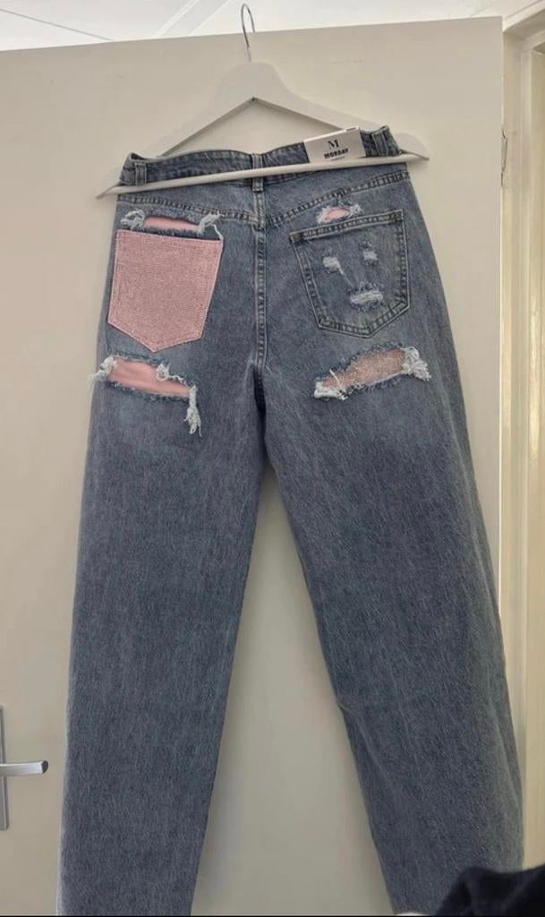 Monday Jeans maat M strass glitter kontzak, Ophalen of Verzenden, Nieuw, Blauw, W30 - W32 (confectie 38/40)