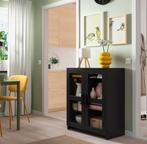 IKEA BESTÅ Kast met glazen deuren, zwartbruin, Ophalen, 50 tot 100 cm, Zo goed als nieuw, Minder dan 100 cm