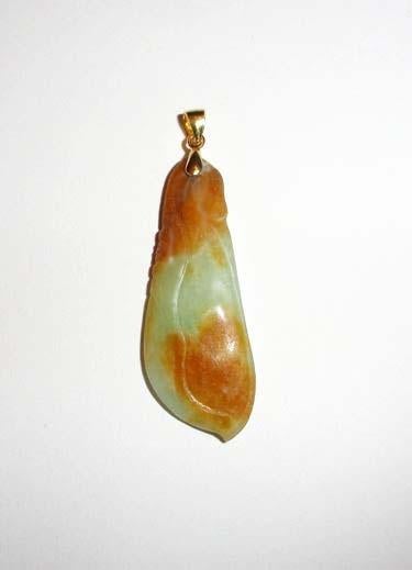 Hanger Jade edelsteen carving 925 Verguld, Sieraden, Tassen en Uiterlijk, Edelstenen, Ophalen of Verzenden, Zo goed als nieuw