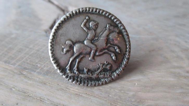 Zilver knoop 18/e eeuw met afb ruiter te paard, Antiek en Kunst, Antiek | Goud en Zilver, Zilver, Ophalen of Verzenden