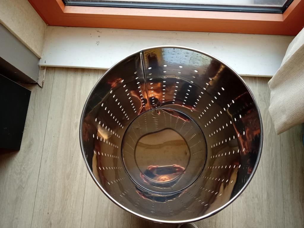 Metalen wasmand/opbergton met deksel, Ophalen of Verzenden, Gebruikt
