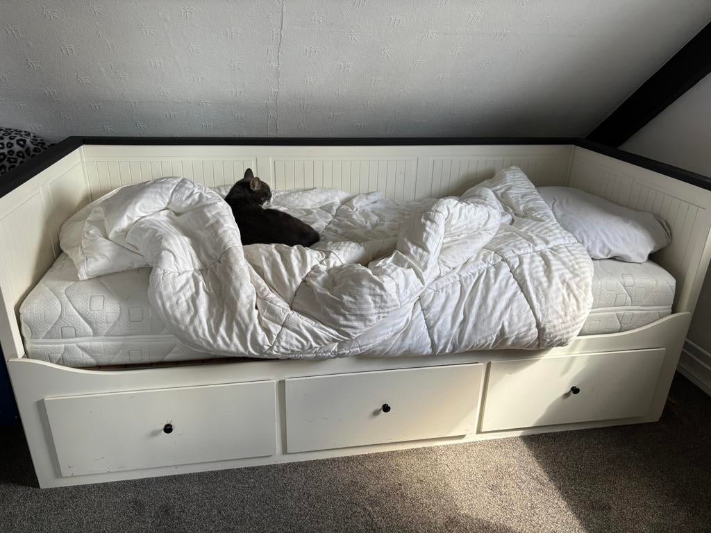 Ikea brimnes bed, Ophalen, Wit, Tweepersoons, 140 cm