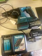 Makita DHR242 gebruikt oplader 2x accu en kop voor HSS boren, Gebruikt, Boor- en/of Breekhamer, Ophalen of Verzenden, Klopboormechanisme