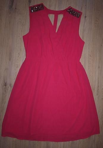 Roze Chiffon Jurk VILA (M), Kleding | Dames, Jurken, Zo goed als nieuw, Maat 38/40 (M), Roze, Knielengte, Ophalen of Verzenden