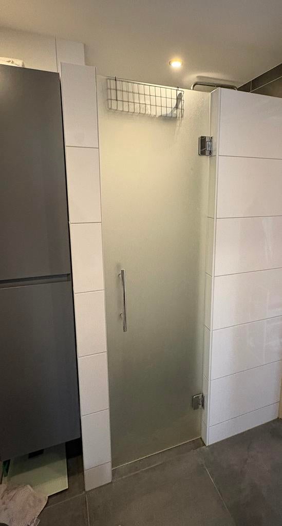 Glazen badkamerdeur 53 x 192 cm incl scharnieren, Ophalen, 50 tot 100 cm, Overige typen, 150 tot 200 cm