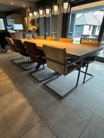 8 Eetkamerstoelen in echt leer, Huis en Inrichting, Stoelen, Ophalen, Gebruikt, Bruin, Moderne leren stoel