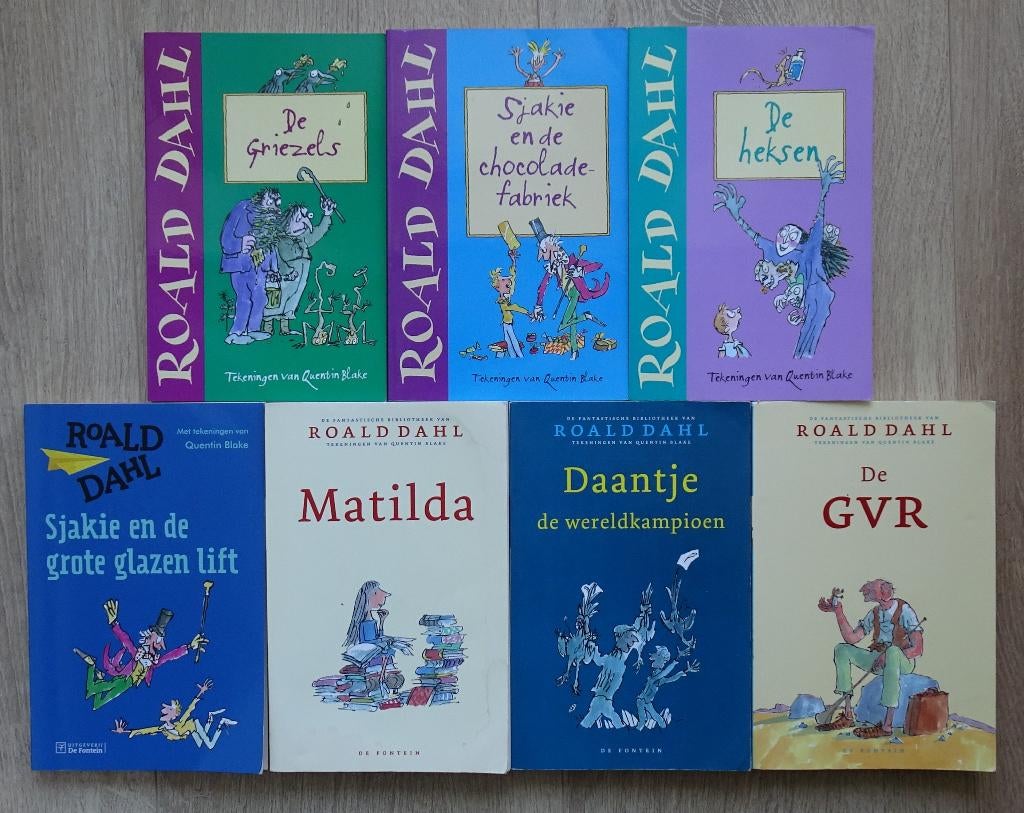 7x Roald Dahl - 2x Sjakie, Daantje, Matilde, GVR  ea, Ophalen, Gelezen, Roald Dahl, Fictie algemeen