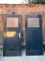 Houten garagedeuren met figuurglas, Ophalen, Gebruikt, 80 tot 100 cm, Garagedeur