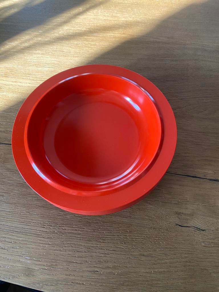 5x mepal Rosti diepe borden D195 oranje, Caravans en Kamperen, Kampeeraccessoires, Ophalen of Verzenden, Gebruikt