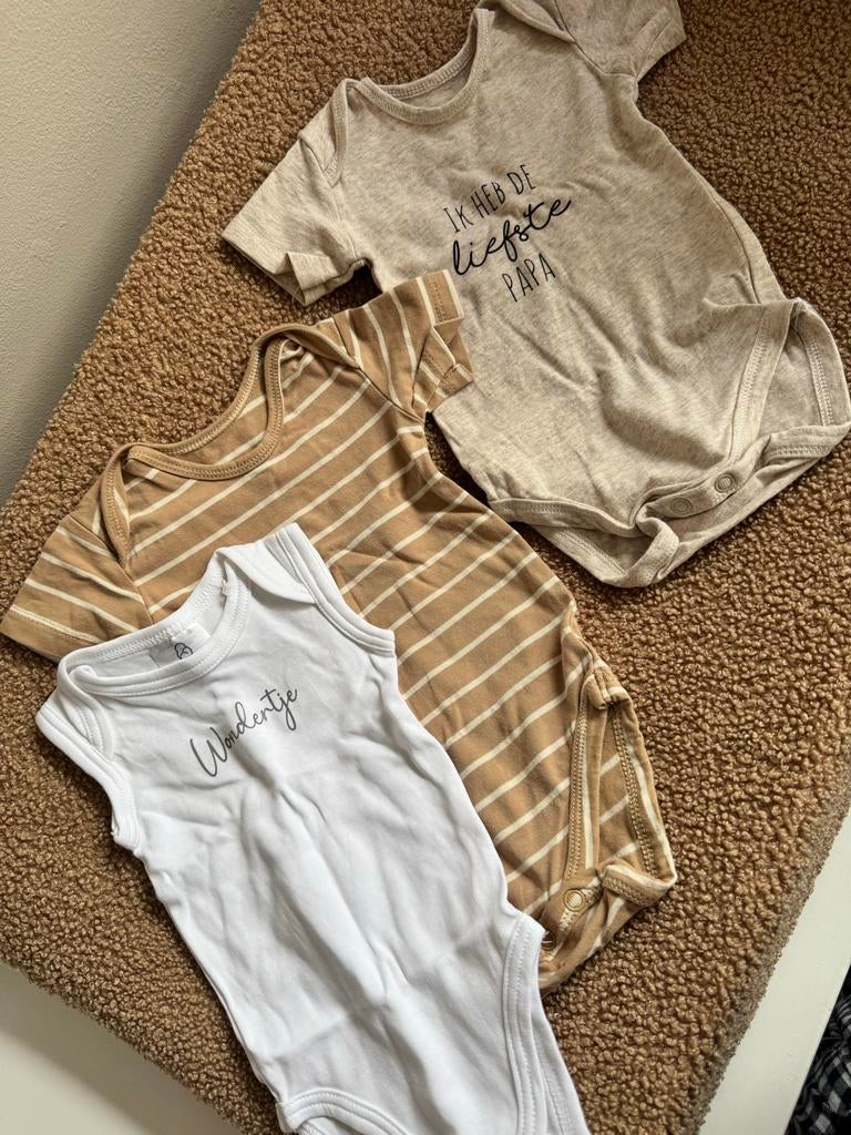 3x Rompers korte mouw Wibra maat 50/56, Ophalen of Verzenden, Nieuw, Jongetje of Meisje