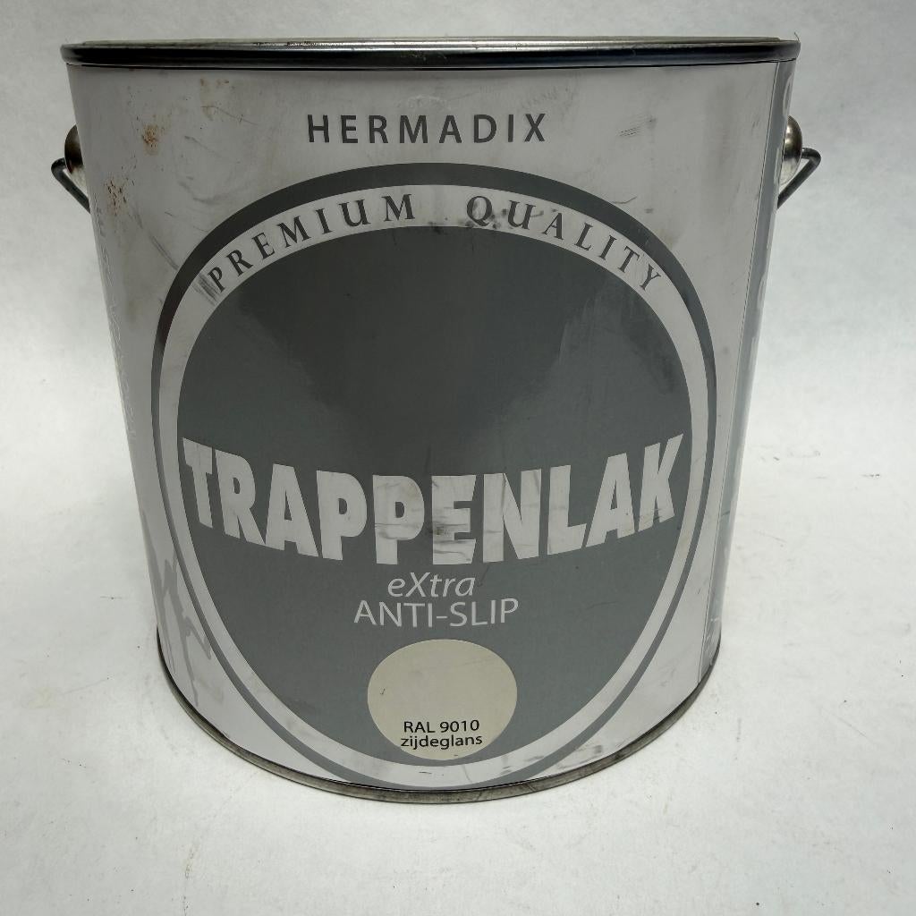 Hermadix Trappenlak Extra Anti-slip Lak Verf RAL 9010 2.5L, Wit, Nieuw, Hermadix, Hermadix