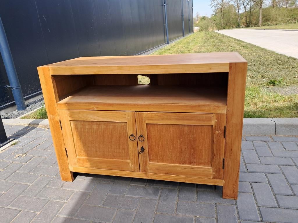 Houten televisie/stereo meubel met deurtjes, Huis en Inrichting, Ophalen, Gebruikt, 25 tot 50 cm, Minder dan 100 cm