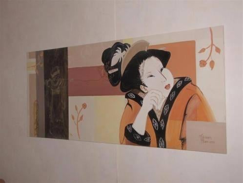 Schilderij vrouwenfiguur oosters, 100*50cm, Antiek en Kunst, Ophalen of Verzenden