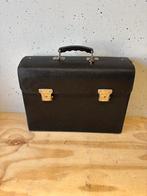 Parat vintage leren gereedschapskoffer met vakken, Ophalen of Verzenden, Gebruikt