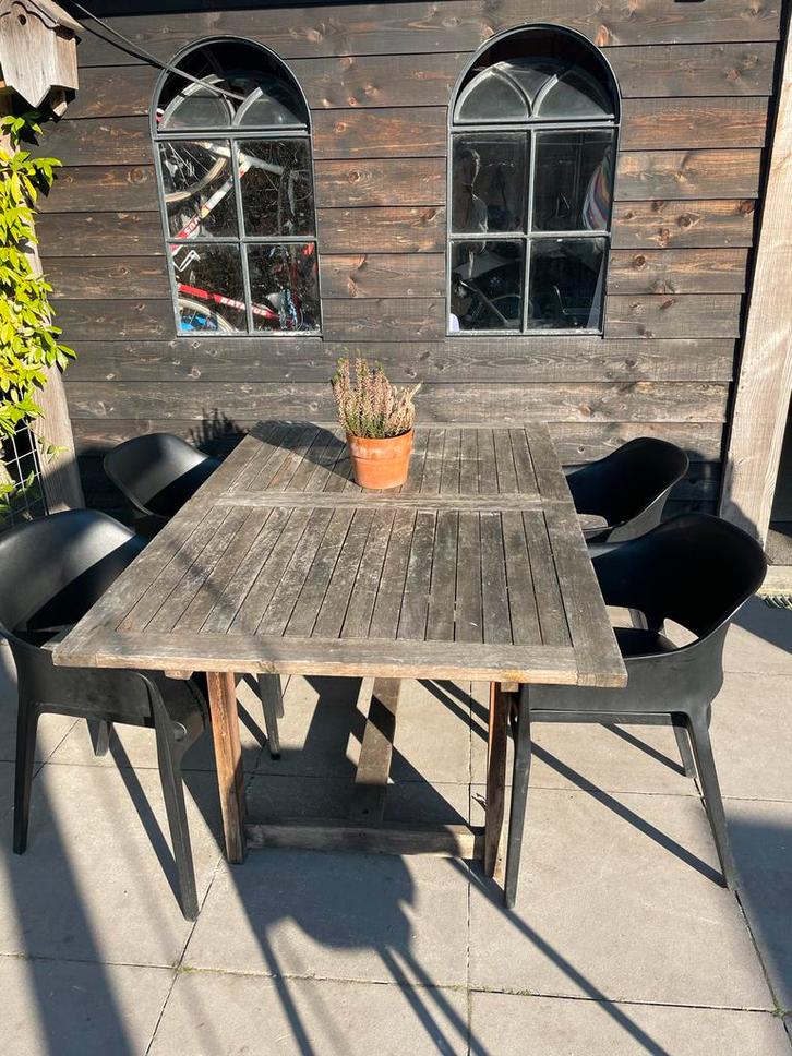 Teak uitschuifbare tuintafel (opknapper), Tuin en Terras, Tuintafels, Gebruikt, Rechthoekig, Teakhout, Ophalen