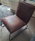 Bruine lederlook fauteuil, Huis en Inrichting, Fauteuils, Ophalen, Zo goed als nieuw, 75 tot 100 cm, 50 tot 75 cm