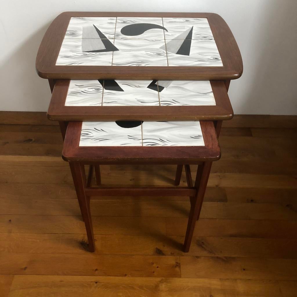 Vintage Deense nesting tables mimiset bijzettafel, Ophalen